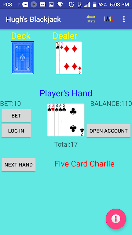 Hugh’s Blackjack Zrzut ekranu 2