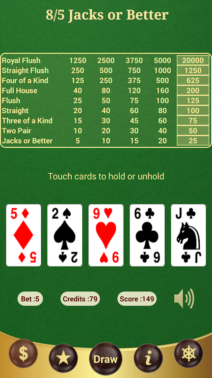 8/5 Jacks or Better Poker 스크린샷 1