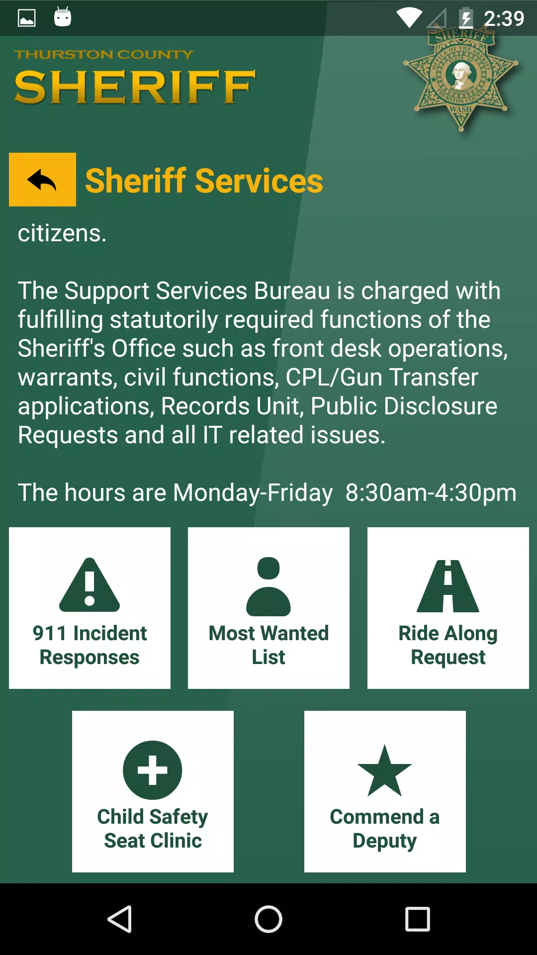 Schermata Thurston County Sheriff 2