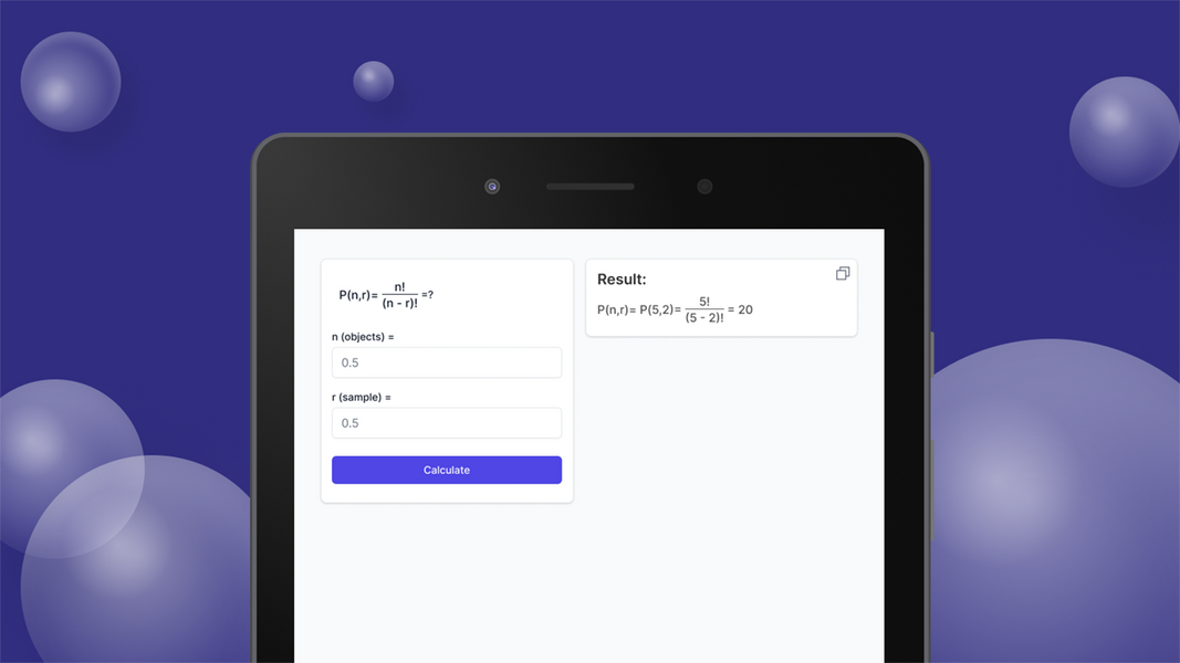 Permutations Calculator Ekran Görüntüsü 1