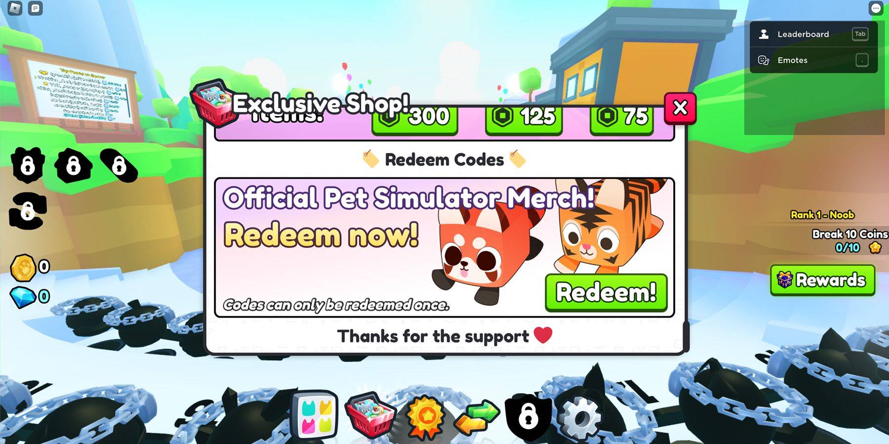 Image: Redeem Code Button