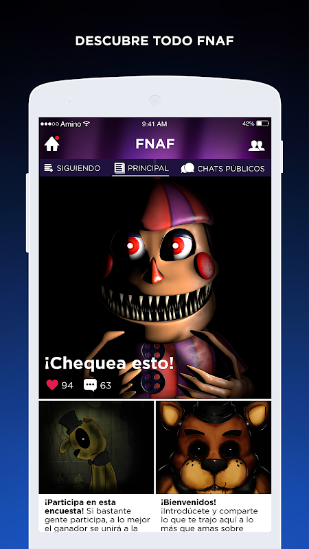 Schermata FNAF Amino en Español 1