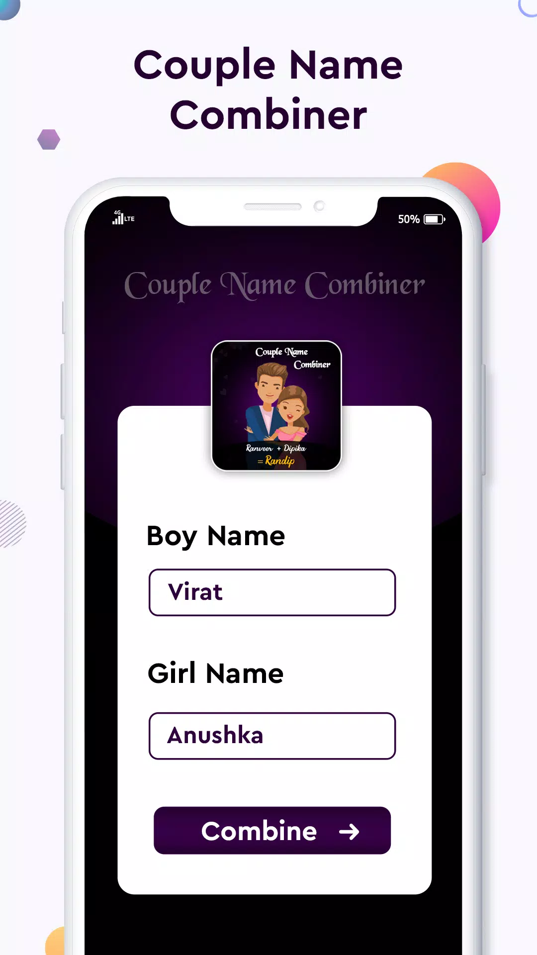 Baby name Couple Name Combiner স্ক্রিনশট 0