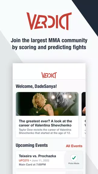 Verdict MMA Picks & Scoring Ảnh chụp màn hình 2