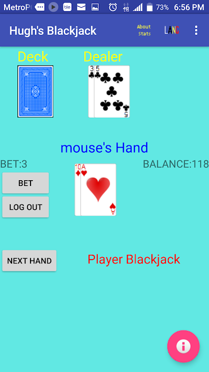 Hugh’s Blackjack Zrzut ekranu 3