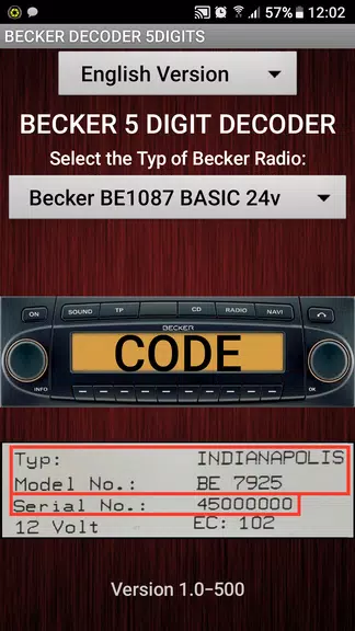 Becker 5Digit Radio Code Tangkapan skrin 0