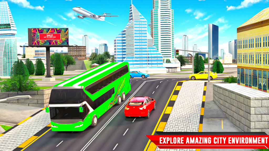 City Coach Bus Driving Sim 3D Schermafbeelding 1