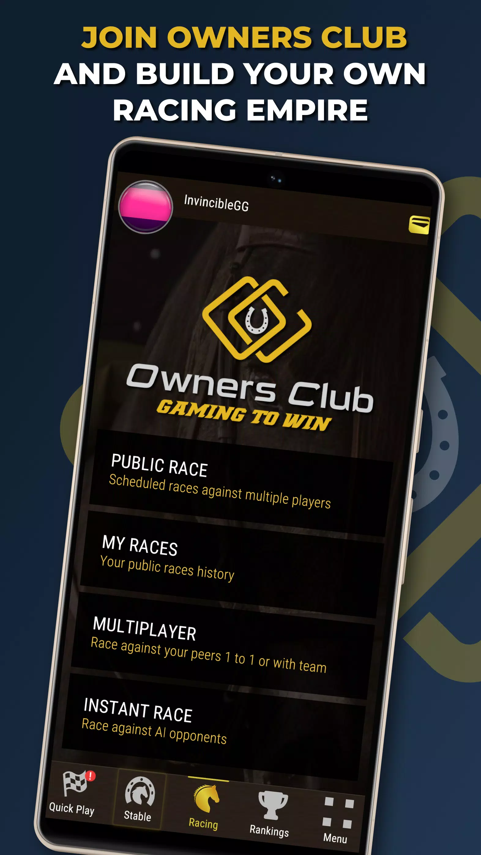 Owners Club - AI Horse Racing ဖန်သားပြင်ဓာတ်ပုံ 0