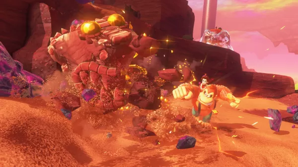 Pauline se junta aos ajudantes de Donkey Kong; DK se transforma em zebra e avestruz