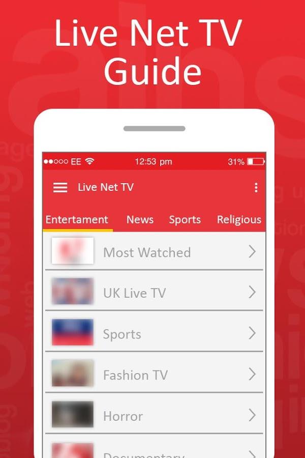 Live Net TV Streaming Guide स्क्रीनशॉट 1