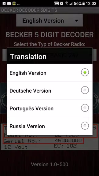 Becker 5Digit Radio Code Tangkapan skrin 1