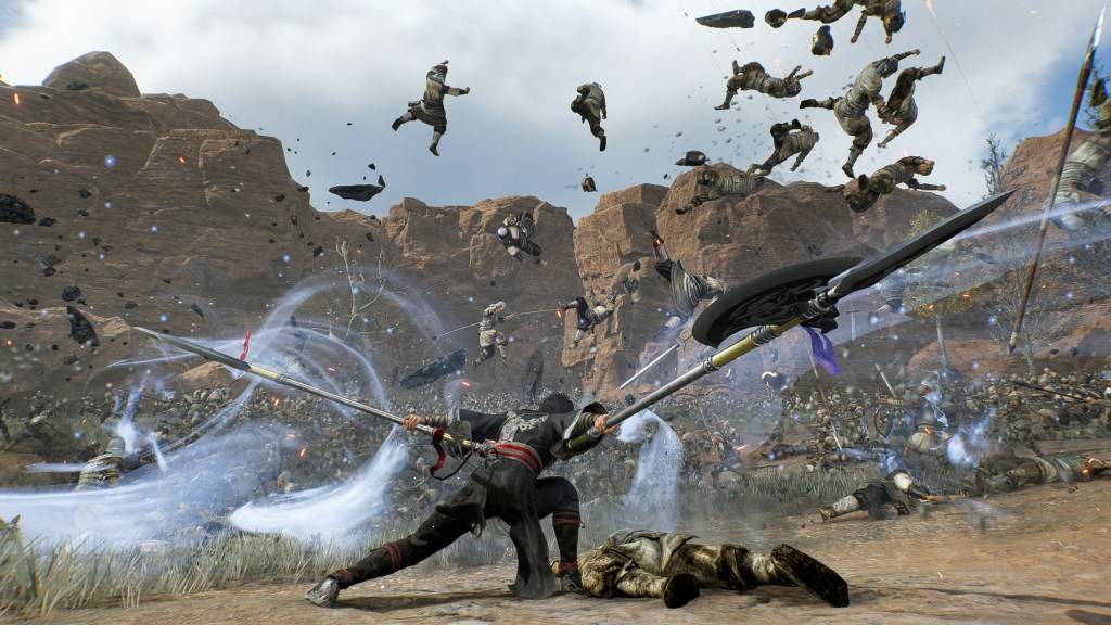 The Wanderer attacca un esercito con due picconi in Dynasty Warriors: Origins