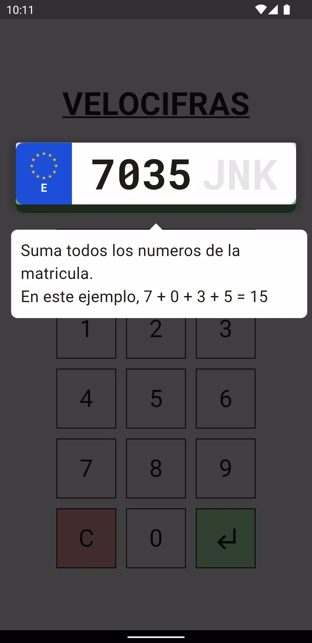 Velocifras - Juego Matrículas Tangkapan skrin 1