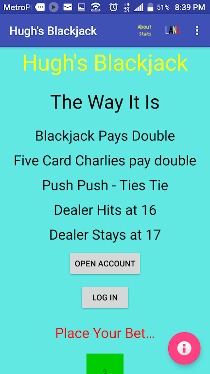 Hugh’s Blackjack Zrzut ekranu 0