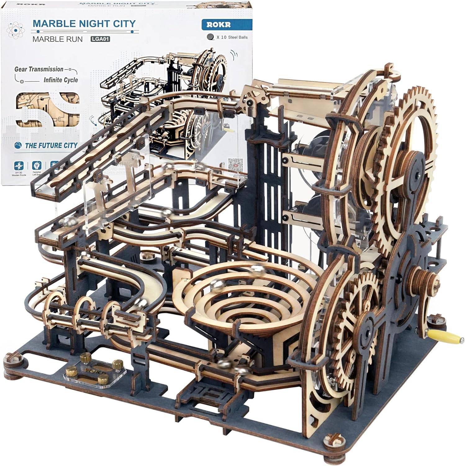 ROKR 3D木質拼圖大理石運行模型建築套件