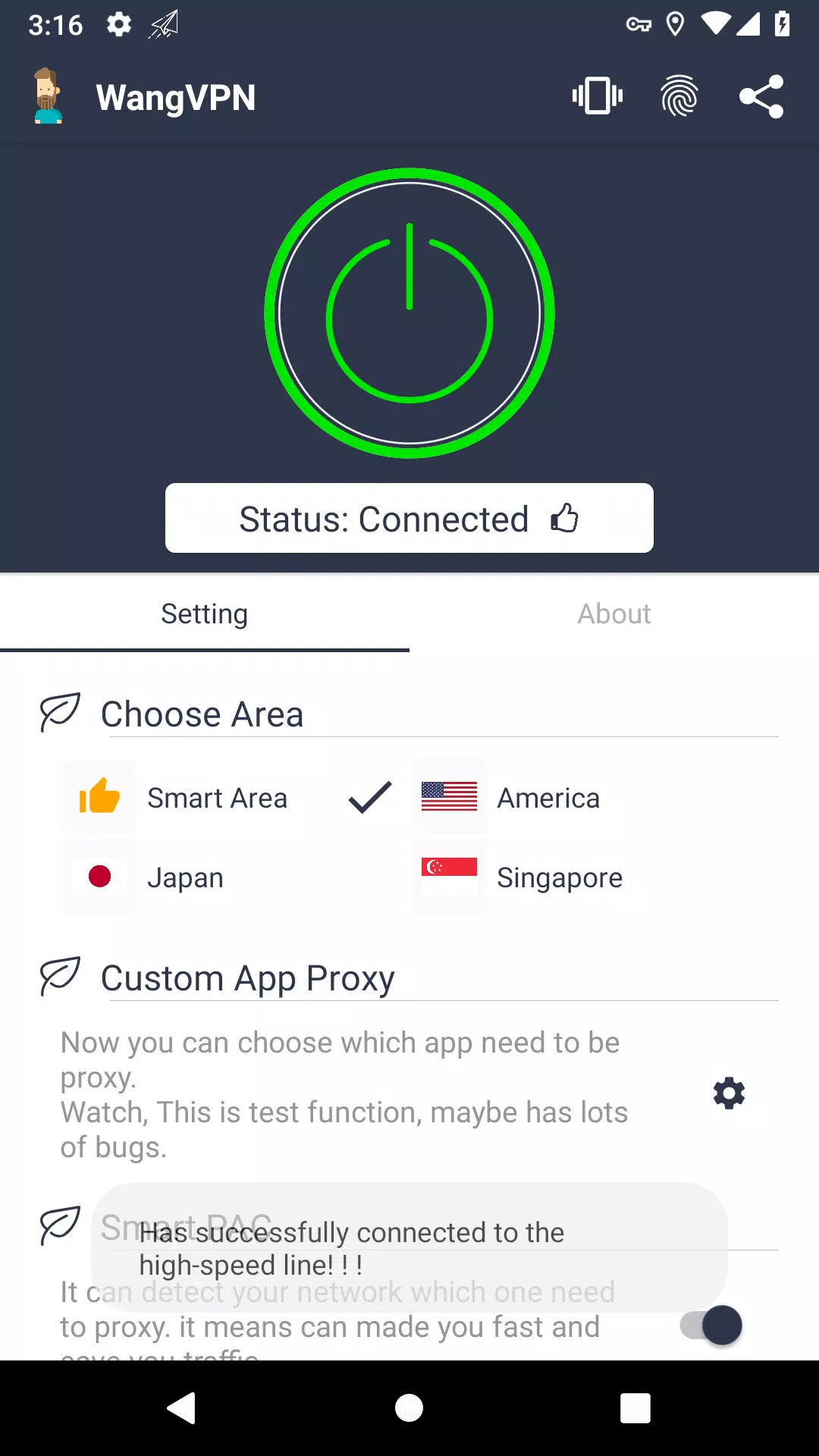 Wang VPN - Fast Secure VPN स्क्रीनशॉट 1
