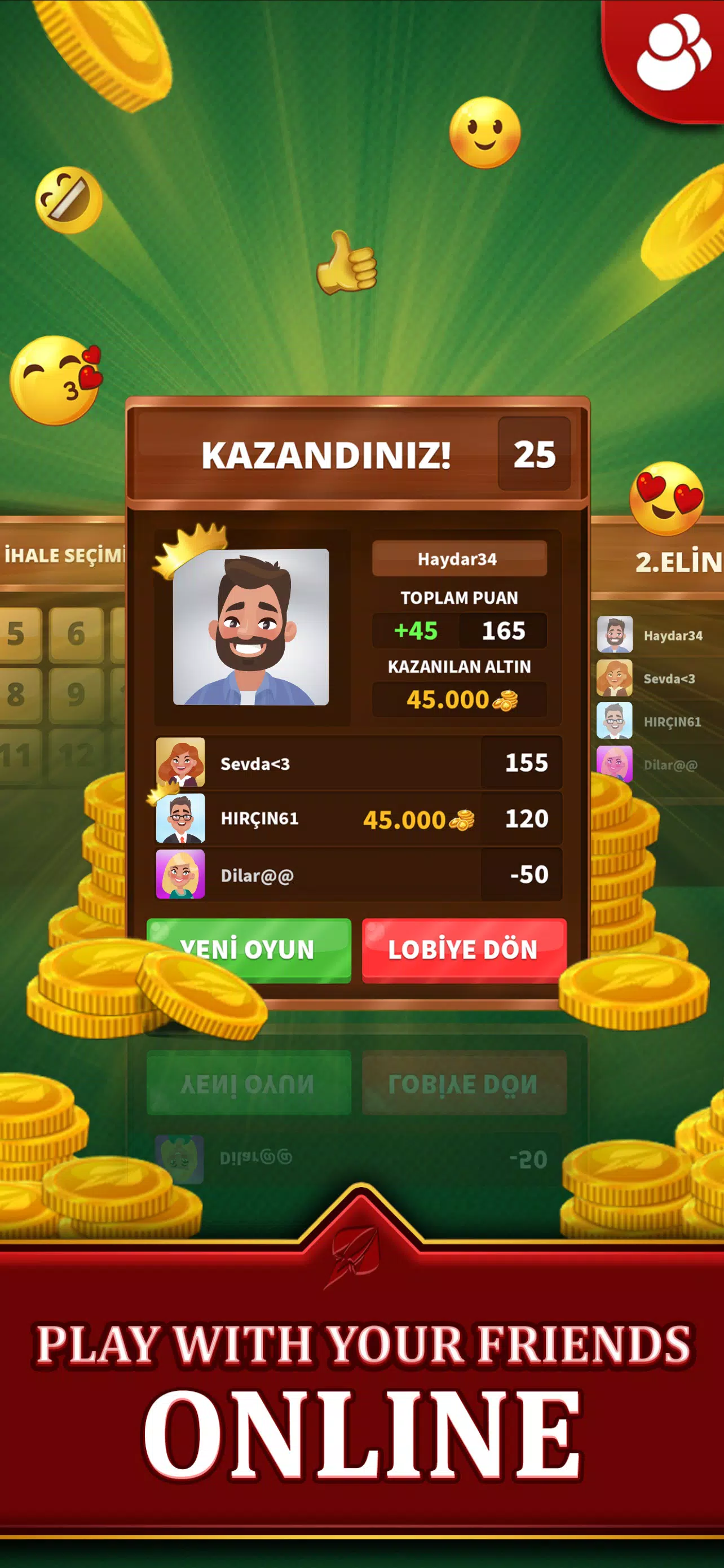 Spades - Batak Online HD Capture d'écran 3