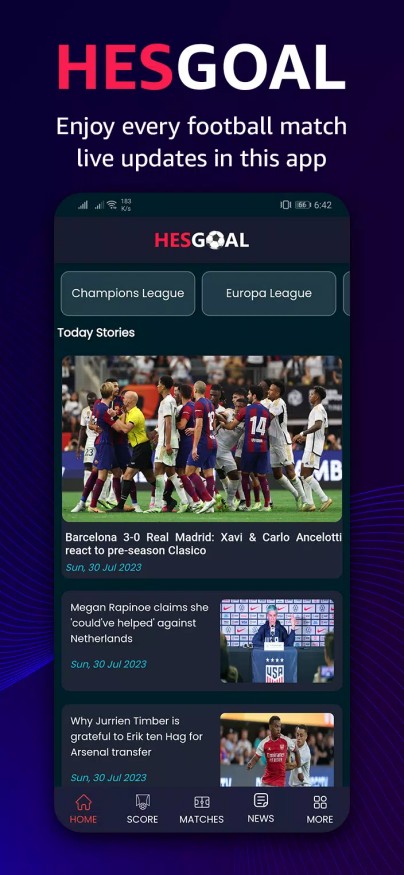 HesGoal - Live Football TV HD スクリーンショット 0