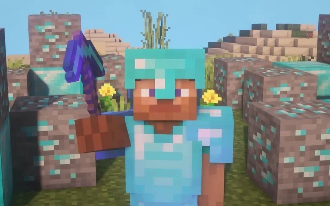 Minecraft -personage met Piclaxe