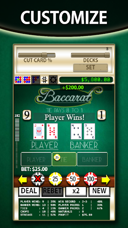 Schermata Baccarat Simulator 3