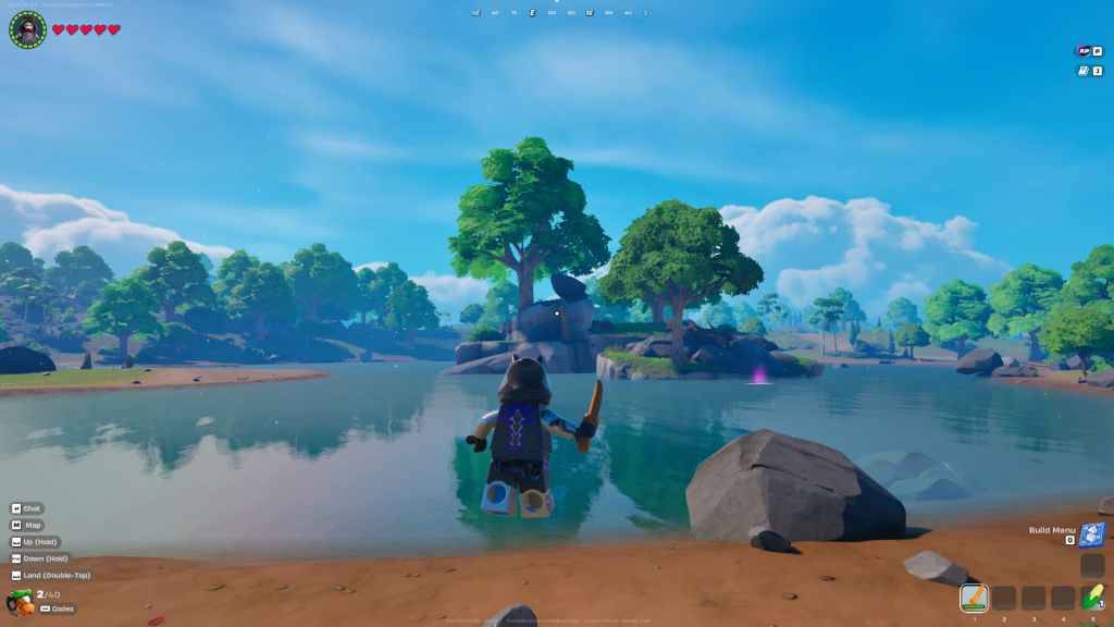 Seed de caça aos recursos da costa em Lego Fortnite.