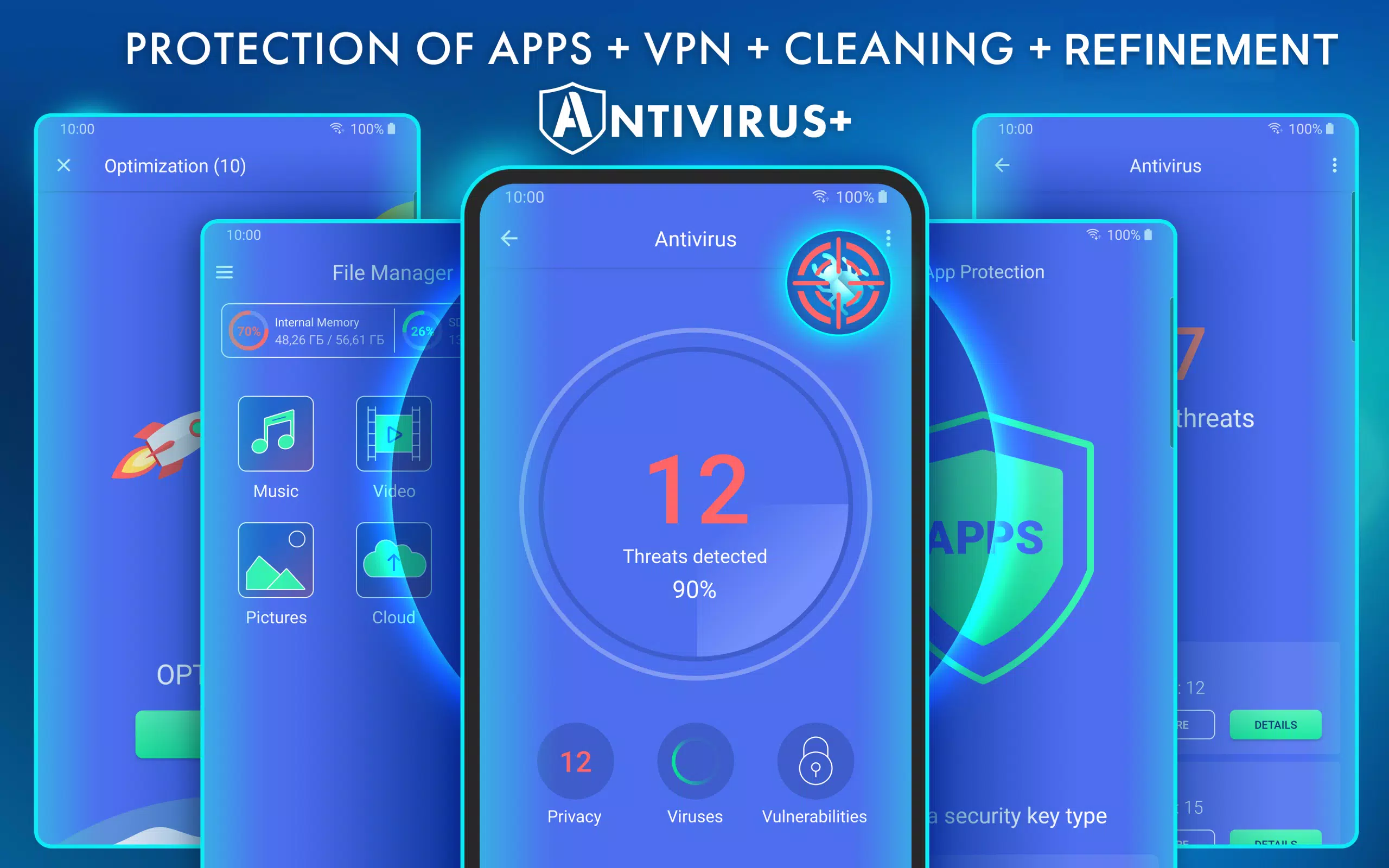 Antivirus - Cleaner + VPN ဖန်သားပြင်ဓာတ်ပုံ 0