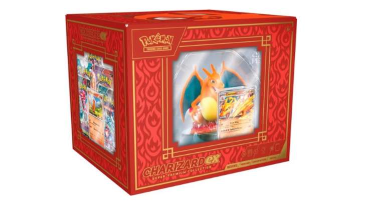 รูปปั้นPokémon TCG Charizard ที่ใช้ในการแสดงการ์ดโปรดของคุณสำหรับการสั่งซื้อล่วงหน้า