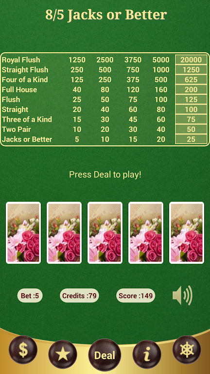 8/5 Jacks or Better Poker 스크린샷 0