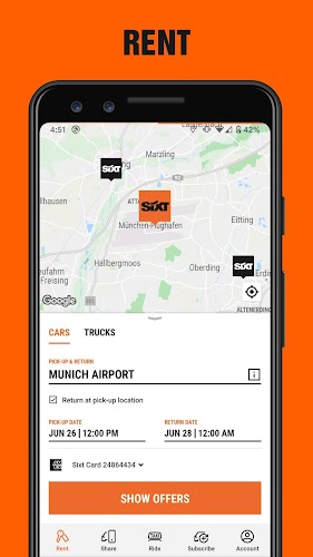 SIXT rent. share. ride. plus. Ekran Görüntüsü 1