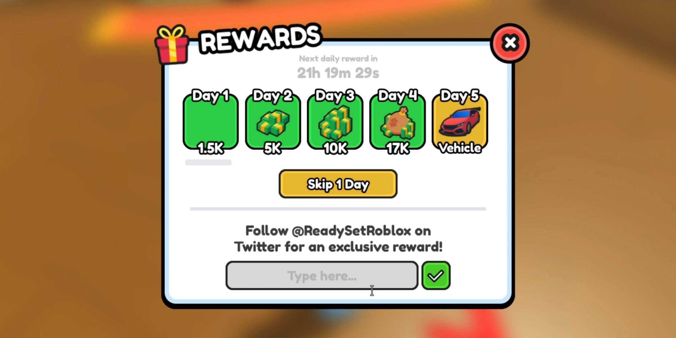 Redemption Menu