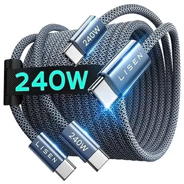 仅需5.3美元即可购买两包Lisen 6.6英尺240瓦USB Type-C数据线