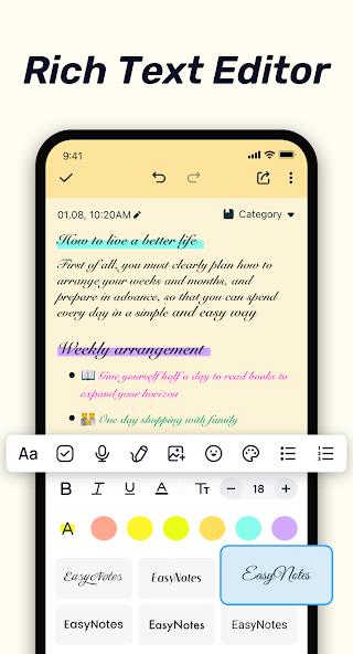 EasyNotes:メモ、ノート、めも、メモ 帳、メモアプリ スクリーンショット 2