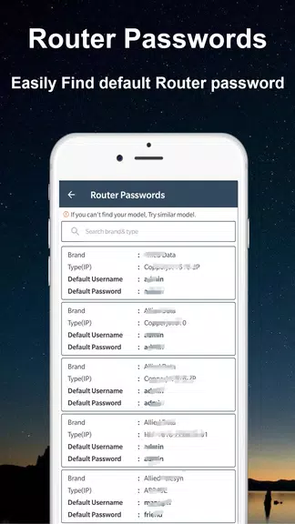 Default WiFi Router Passwords Capture d'écran 1