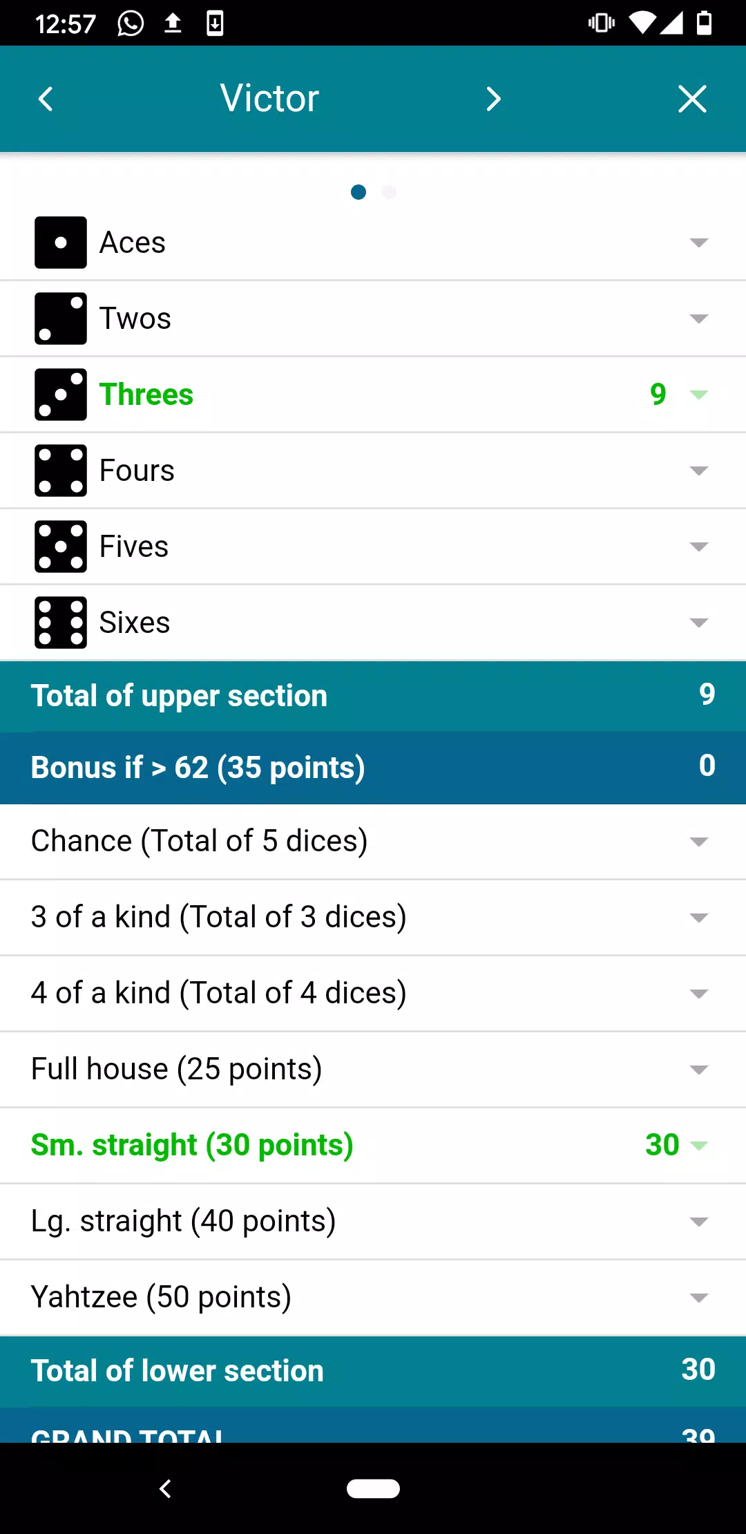 Yam’s ScoreSheet (no advertisi スクリーンショット 1