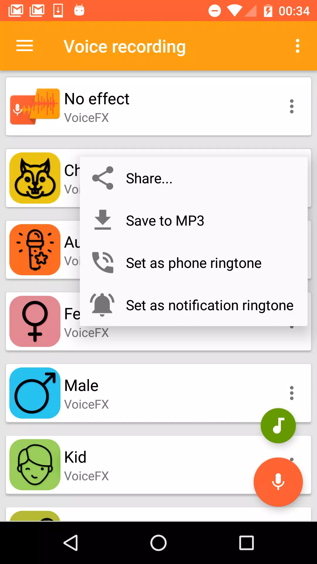 VoiceFX - 带声音特效的变声器应用截图第2张