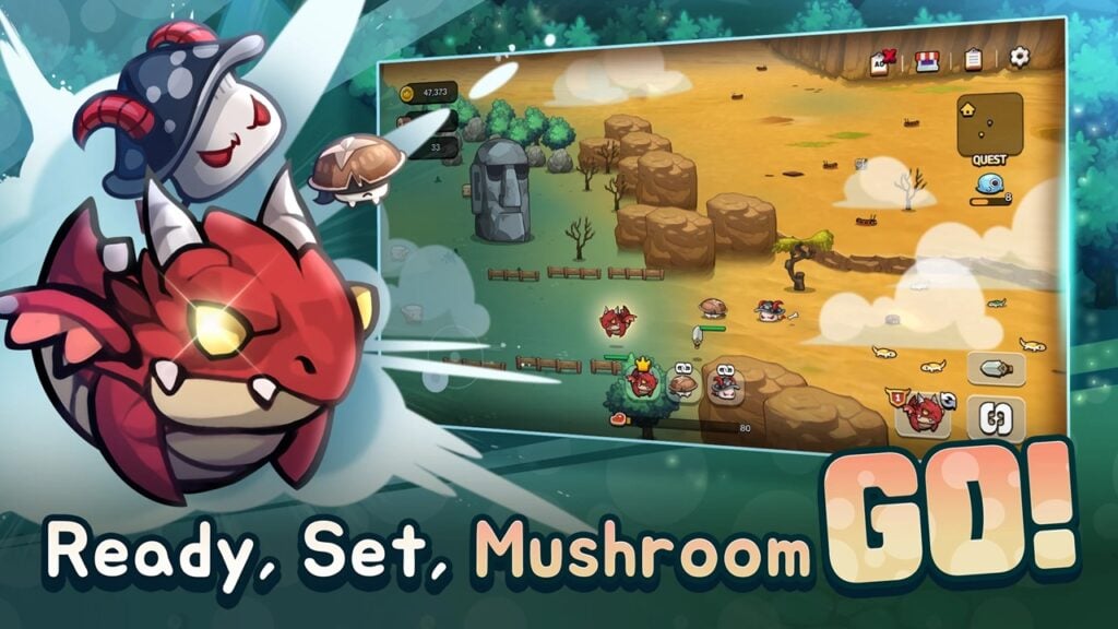 Riunisci la tua squadra di funghi e conquista insieme i dungeon in Mushroom Go!