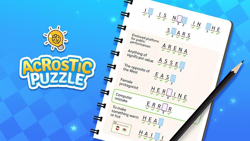 Acrostic Puzzle: Logic Fill in ဖန်သားပြင်ဓာတ်ပုံ 0