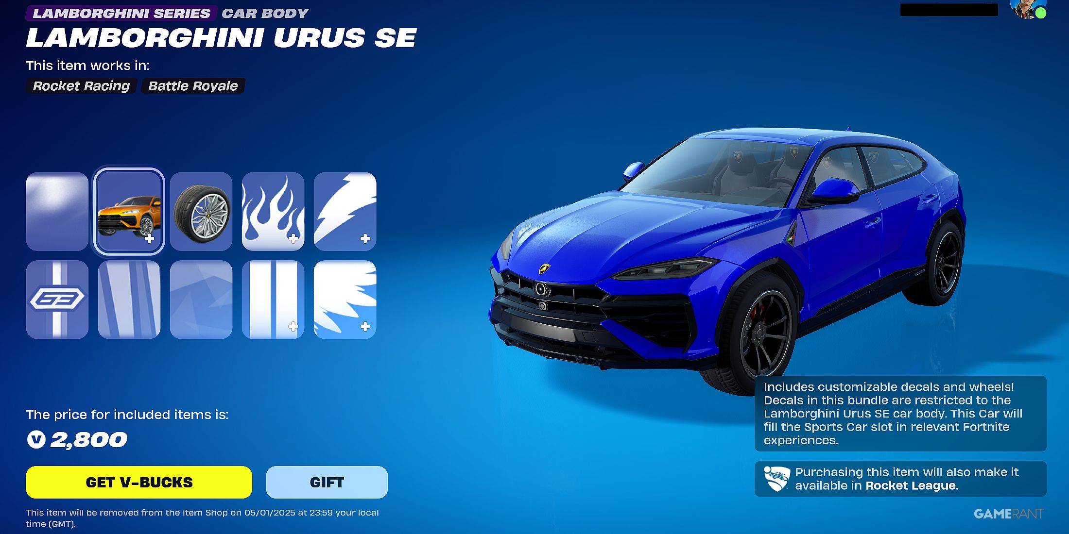 Lamborghini urus se bundle di kedai item Fortnite