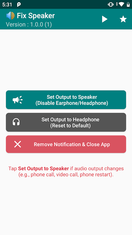 Fix Speaker - Disable Earphone Скриншот 0