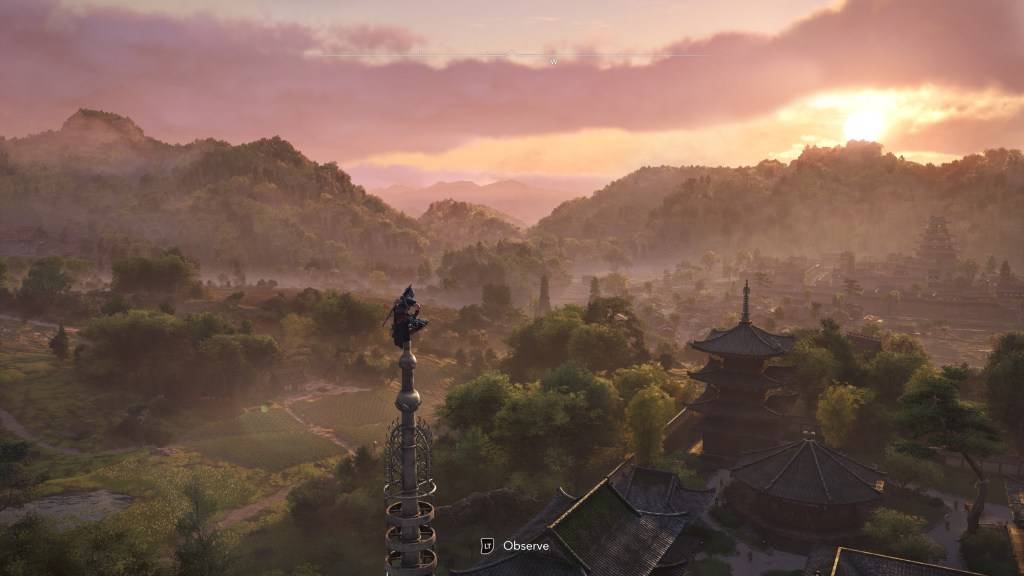 NAOE bereidt zich voor om een ​​gebied te observeren na synchronisatie in *Assassin's Creed Shadows *, via Ubisoft